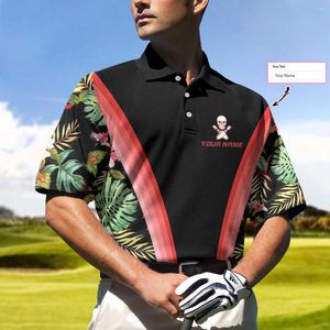 Men's Polos Bowling Skull Tropical Floral Custom Polo Shirt Men Short Sleeve Summer Sweatshirt Fashion Sports Tops