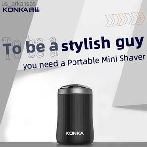 Konka Portable Mini Electric Shaver Beard Trimmer Razor Wet and Dry Use Tape C Charge Shaver för män Razor L230523