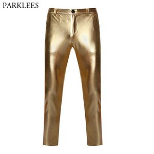 Calça ouro brilhante e metals de moletom de calça bronzeador de boate de hip hop dj calça de calça de moto de moto de moto de partida