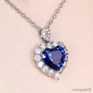 Anhänger-Halsketten, elegante blaue Herz-Halskette für Frauen, zarte Hochzeit, Jahrestag, Liebesgeschenk, weiblich, trendiger Party-Schmuck, neuer Artikel R230612