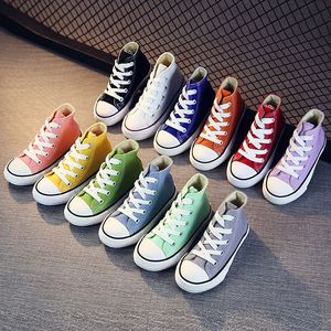 Athletic Outdoor High Top Canvas Shoes for Kids Girls Boys Anti Slip Casual Sneakers Toddler Boy Candy Color Skate 2023 230609