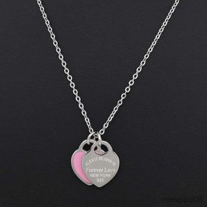 Anhänger Halsketten Neue Ankunft Liebe Doppel Herz Emaille Ladies Forever Edelstahl Halskette Drift Flaschen Schmuck Großhandel Geschenk Für Frauen R230612