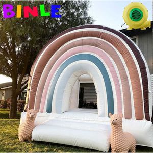 3*3m 10*10ft Boho Style Mini Pastell Uppblåsbar Bouncer Party Rental Monki Jumper Pogo Rainbow Bounce House With Flower