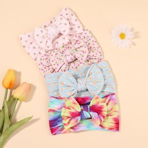 Accessori per capelli 1Pcs Ragazze Stampa Baby Archi Proteggi fasce per bambini Boutique Flower Bowknot Bands Turbante elasticizzato morbido