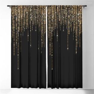 Vorhang 3D -Druck luxuriöser und schickes schwarzes Gold Blackout Vorhang Fenster für Schlafzimmer Wohnzimmer Dekor Behandlungen 2 Panel