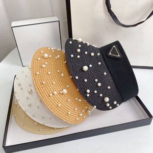 Moda Cappello da sole vuoto Designer di lusso Cappello da sole alla moda Moda Casual Accessorio di perle intrecciate Protezione solare Massima qualità regolabile