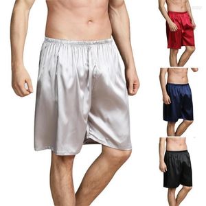 Men's Pants Men's Men Shorts Summer Smooth Thin Solid Color Elastic Waist Home Wear Knee Length Sleeping Loungewear Beachwear