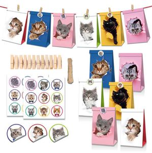 Украшение на вечеринке Kraft Paper Bag Bag Cat Pet Pet Cute Puppy Dog Bith the Roses День рождения подарки подарки доставка Otym3