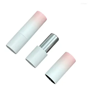 Förvaringsflaskor tom läppstift rörgradient rosa och vit rund läppglans påfyllningsbar flaskmagnetisk kosmetisk behållare 10/30 st
