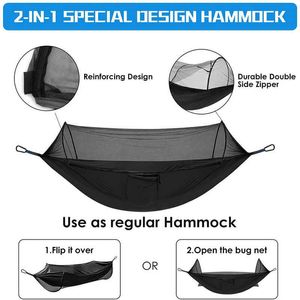 Hammocks Upgrade Pop-Up Camping Hammock z przenośną netto podwójnie huśtaczkowy hamak anty-RIP