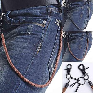 Classic Punk Leather Biker Keychain Jeans Chain Wallet Chain Waist Chain Men039s Rock Clothing Accessories H11261745804212O