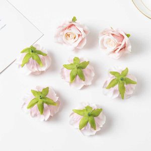 Dried Flowers 100Pcs Silk Roses Head Artificial Christmas Decortion for Wedding Home Garden Diy Scrapbook Bridal Accessories Clearance