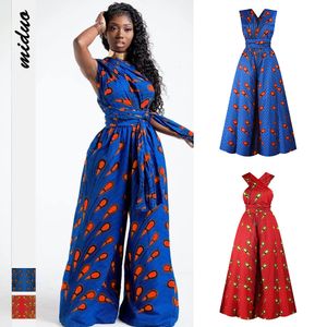 Etniska kläder Fashion Women African Jumpsuit Print Summer Africa Clothing Dashiki Ankara Bandage byxor Multiple Wear Batik Pant 230613