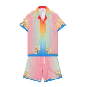 Fashion Designer Hawaii Beach Casual Shirt Set Summer Men's Business Shirt Short Sleeve Top Loose Shirt Asian size M-XXXL A38