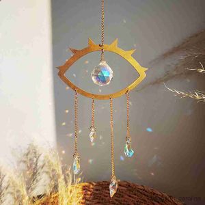 Garden Decorations Rainbow Prism Eye Sun Crystal Decoration Glass Crystal Hanging Ornament Window Garden Decor R230613