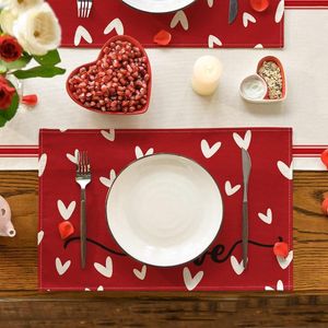 Table Mats Plaid Fabric Charger Valentine's Day Placemat Manufacturers Direct Love Small Dwarf Pattern Wind Dinner Set For 6 With