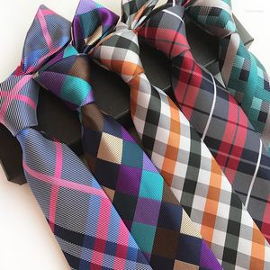 Bow Ties Fashion Plaid Polyester Jacquard Neckties Formal Business Tie 1200 Pin 8cm Self-Tied For Men