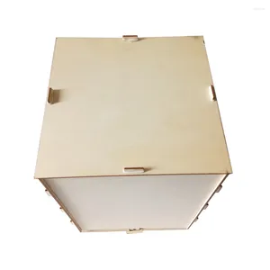 ギフトラップウェディング木製ポストボックス素朴なメールボックスホルダークラフト装飾品のサプライ（キー付き）