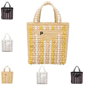 mens Straw Raffias designer tote Beach Bag Women triangle pochette purses handbags luxury summer Shoulder bag weave prad stripe String of bead Cross body clutch bags