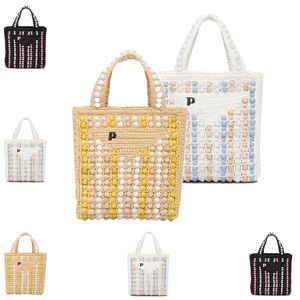 mens fashion bead Designer Bag basket Straw Rafias tote Borse a triangolo da donna Spalla Negozio estivo Borsa da spiaggia Tessuto di lusso Prad Stripe Mini Pochette a tracolla