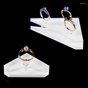 Smycken påsar 1 stycke triangel/fyrkantig akrylhållare POGRAFI PROPS RINGS RINGS CLIPS DISPLAY STAND RACK