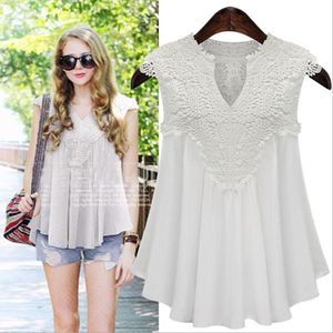 BLOUSE BLUSAS FEMININAS NYA Fashion Women Shirt Kimono White Crochet Lace Chiffon Blue Plus Size Soce Top Blusa Feminina 4XL 5XL