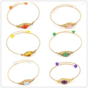 Strand 6pcs Colorful Chakras Stone Gold Healing Crystal Agates Red Green Aventurine Beads Bracelet Friendship Jewelry