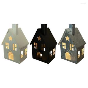 Candle Holders House Shape Holder Vintage Lantern Tealight Country Farmhouse Tabletop Shelf Tea Light