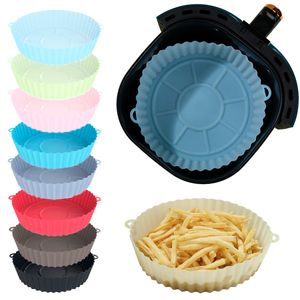 New Reusable Air Fryer Silicone Pot Oven Baking Tray for Pizza Airfryer Silicone Basket Fried Chicken Grill Pan Mat for Kitchen wholesale