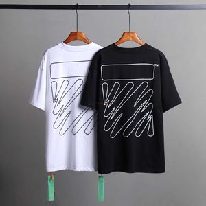 Offes Men's T-shirts 2023 SS W Börja med ett enkelt linjetryck på den bakre unisex modetiketten kort ärm