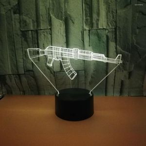 Table Lamps Gun Shaped 3d Night Lamp Usb Powered Colorful Touch Led Visual Desk Gift Atmosphere Decorative