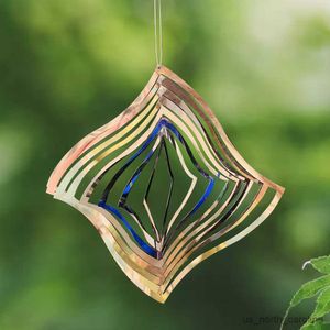 Garden Decorations Star Mirror Rotating Wind Chimes Hanging Keep Birds Away Shiny Spiral Decoration for Yard Porch Garden R230613