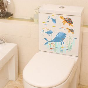 Undervattensfisk sköldpaddsvägg klistermärken dekaler konst badrum fönster kylskåp toalett badrumsdekoration