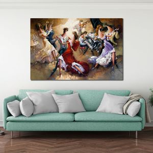 Large Abstract Canvas Art Evening of Dance Hand Painted Oil Painting Statement Piece for Home