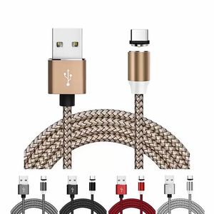 3 Mıknatıs Type-C Type-C Mikro USB Kablolar Hızlı Şarj Naylon Manyetik Cep Telefon Kablosu Samsung Huawei Hızlı Kablo