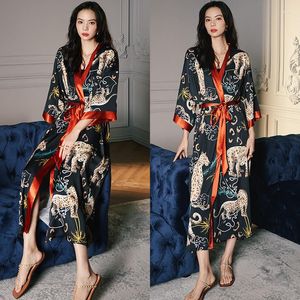 Women's Sleepwear CRLAYDK 2023 Summer Luxury Soft Long Robes For Women Floral Printed Pajamas Set Silky Nightgowns Bridesmaid Party