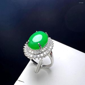 Wedding Rings Natural Stone Green Agate Finger Ring Charm Adjustable Oval Copper For Women 2023