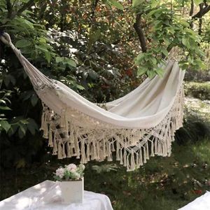 Hammocks Hammock Large Tassel Hammock Swing Net ut/inomhus hängande hängmatta