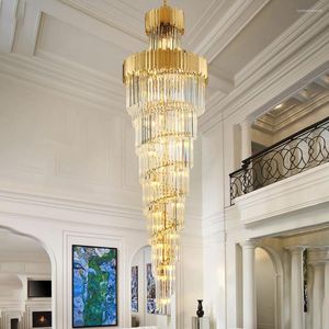 Kronleuchter Top Luxus Moderne Kronleuchter Für Wohnzimmer Gold Lange Treppe Leuchten Große Flur Innen Treppe LED Hängen Lampe