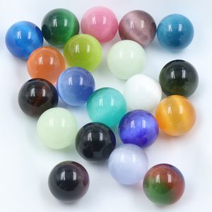 20 MM Oeil de Chat Coloré Boule Ronde Perle Charme Guérison Pierres Précieuses Lâches Ensemble DIY Bijoux De Mode