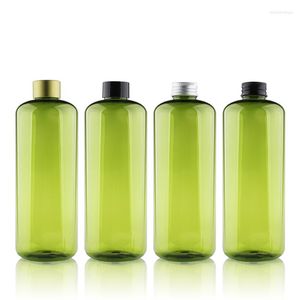 Förvaringsflaskor 600 ml x 12 grön tom plast kosmetisk behållare med skruvlock hudvård kosmetika förpackning flaska hydrosol toner rengöring