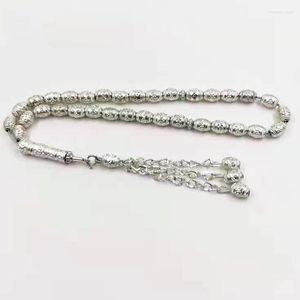 Strang Tasbih Männer Metall Silber Farbe Muslimische Accessoires Rosenkranz 33 Paryer Perlen Armband Islamisches Geschenk Türkischer Stil Schmuck zur Hand