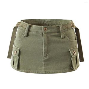 Women's Jeans Women's Denim Skirt Short Summer Fashion Ultra-Short Pants Solid Color Sexy Pocket Hip