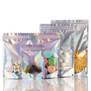 Holographic Resealable Mylar Bags Smell Proof Heat Sealable Stand Up Pouches - Use for Party Favors Candy Gift