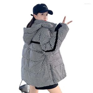 Trench da donna Cappotto in cotone scozzese pied de poule Giacca da donna 2023 Versione coreana Inverno Piumino imbottito Parka Spessi vestiti caldi per il pane