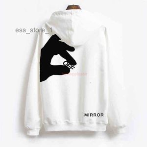 Offes Hoodies Masculinos Moletons 2022 Estilo Moda Moda Suéter Pintado Crow Stripe Solto Hoodie e Camisetas Branco Mp7y