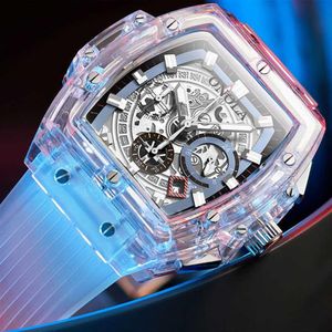 ONOLA Brand Transparent Plastic Watch Men Women clock 2021 Fashion Sports casual unique Quartz Luxury square Mens267E224F