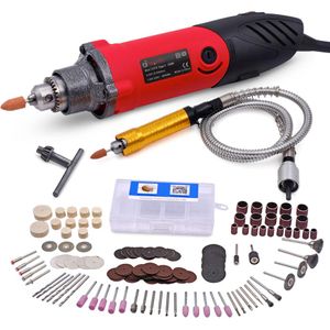 Boormachine 240 W elektrische Mini-Bohrmaschine mit variabler Geschwindigkeit, multifunktionale Rotationswerkzeuge mit 141-teiligem Kit für DREMEL-Stil mit flexibler Welle