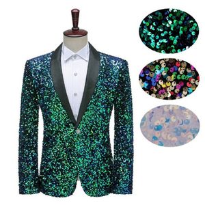 Colorful Glitter Sequin Tuxedo Blazer Men Luxury Brand Mens Shawl Collar Dress Suit Jacket Wedding Party Stage Blazer Costume 230612