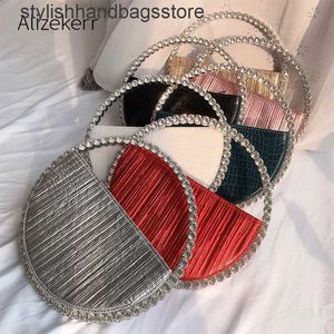 Totes Rhinestone Circular Handle Evening Bag Women 2020 New Elegant Designer Diamonds Round Red Clutch Purse Ladies Chic Handbag Party